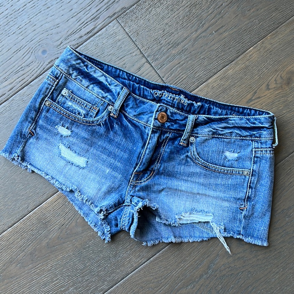 American Eagle Outfitters Distressed Blue Denim Jean Shorts